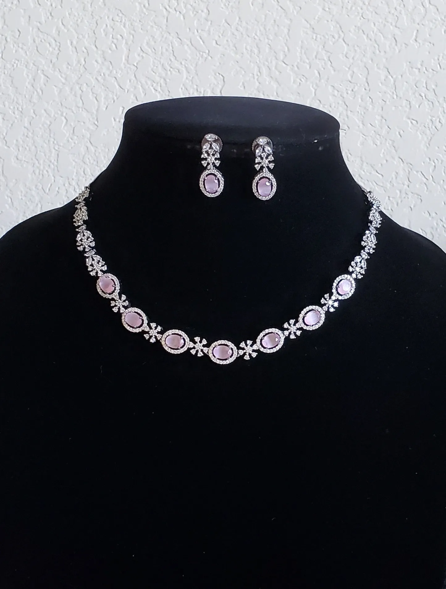 Sai Mridula Cz Classic Necklace With Black Plating M96 Pink