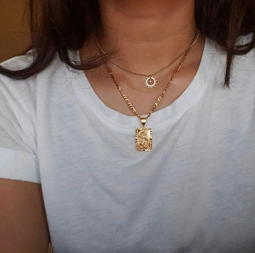 SALE Dragon necklace , 18k gold plated dragon pendant , dragon charm , dragon jewelry ,fantasy necklace men