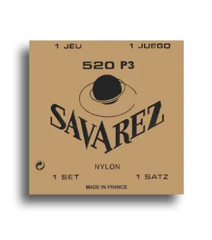Savarez 520P3 Traditional High Tension with Wound G Classical Guitar String Set