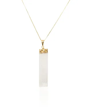 Selenite Crystal Pendant Necklace Gold