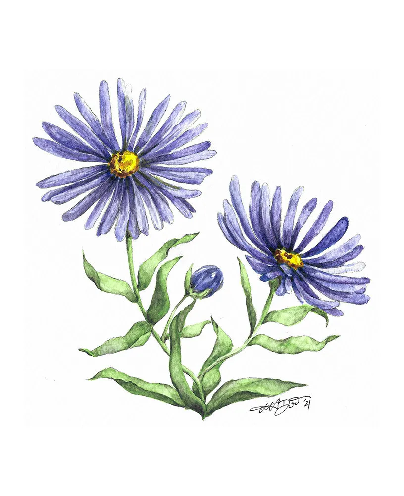 September - Aster Birth Flower Pendant Necklace