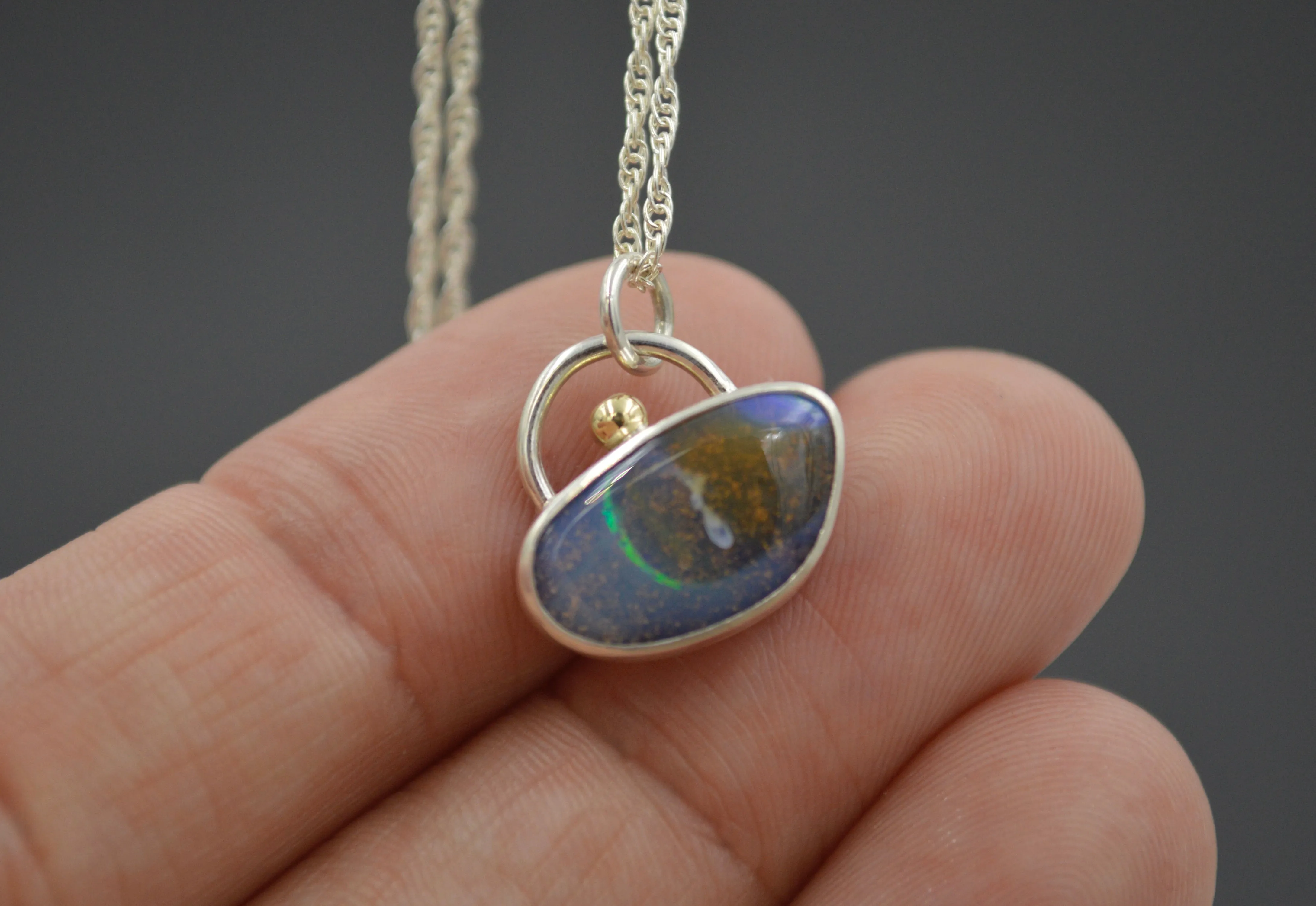 Silver and Gold Opal Island Pendant OOAK