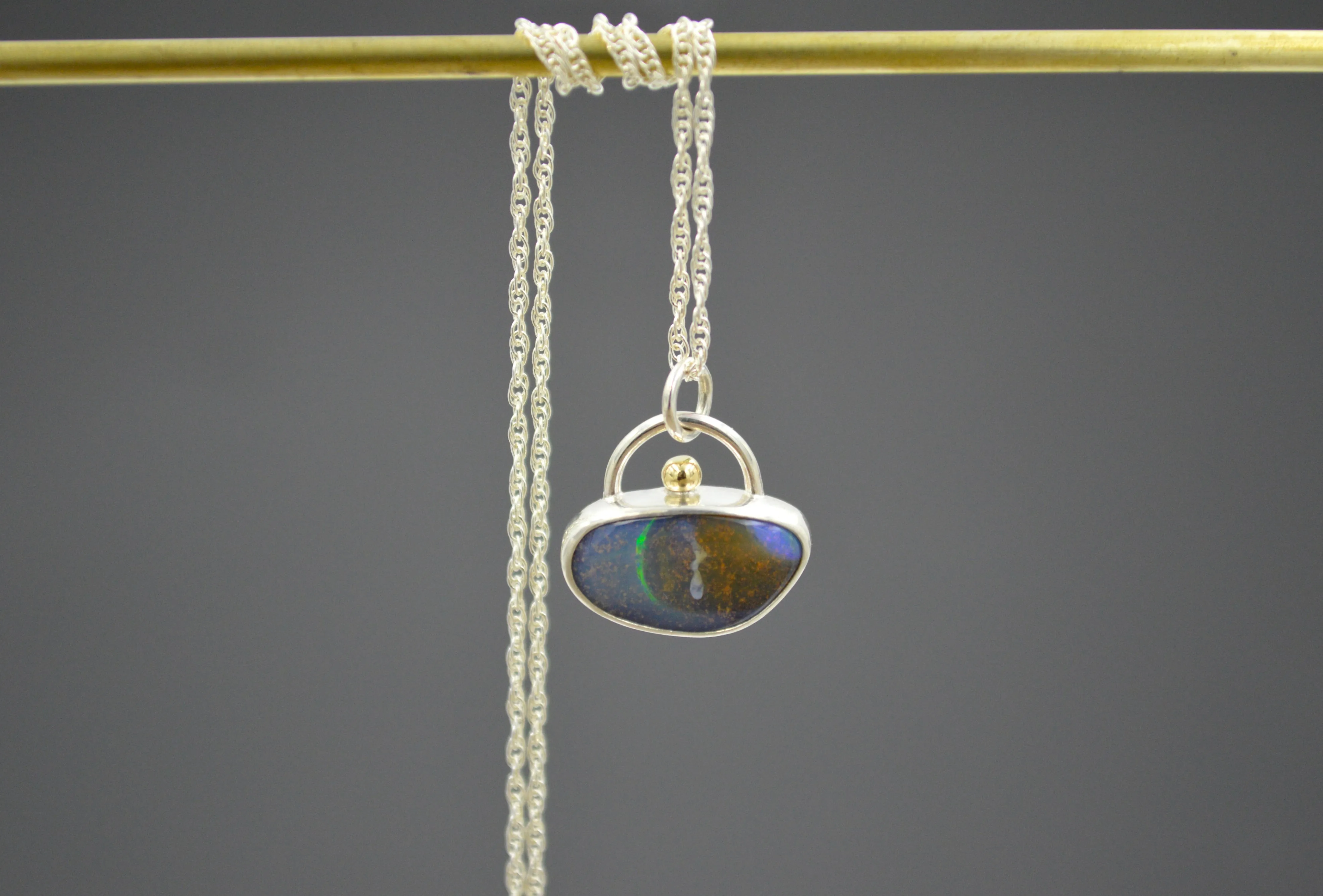 Silver and Gold Opal Island Pendant OOAK