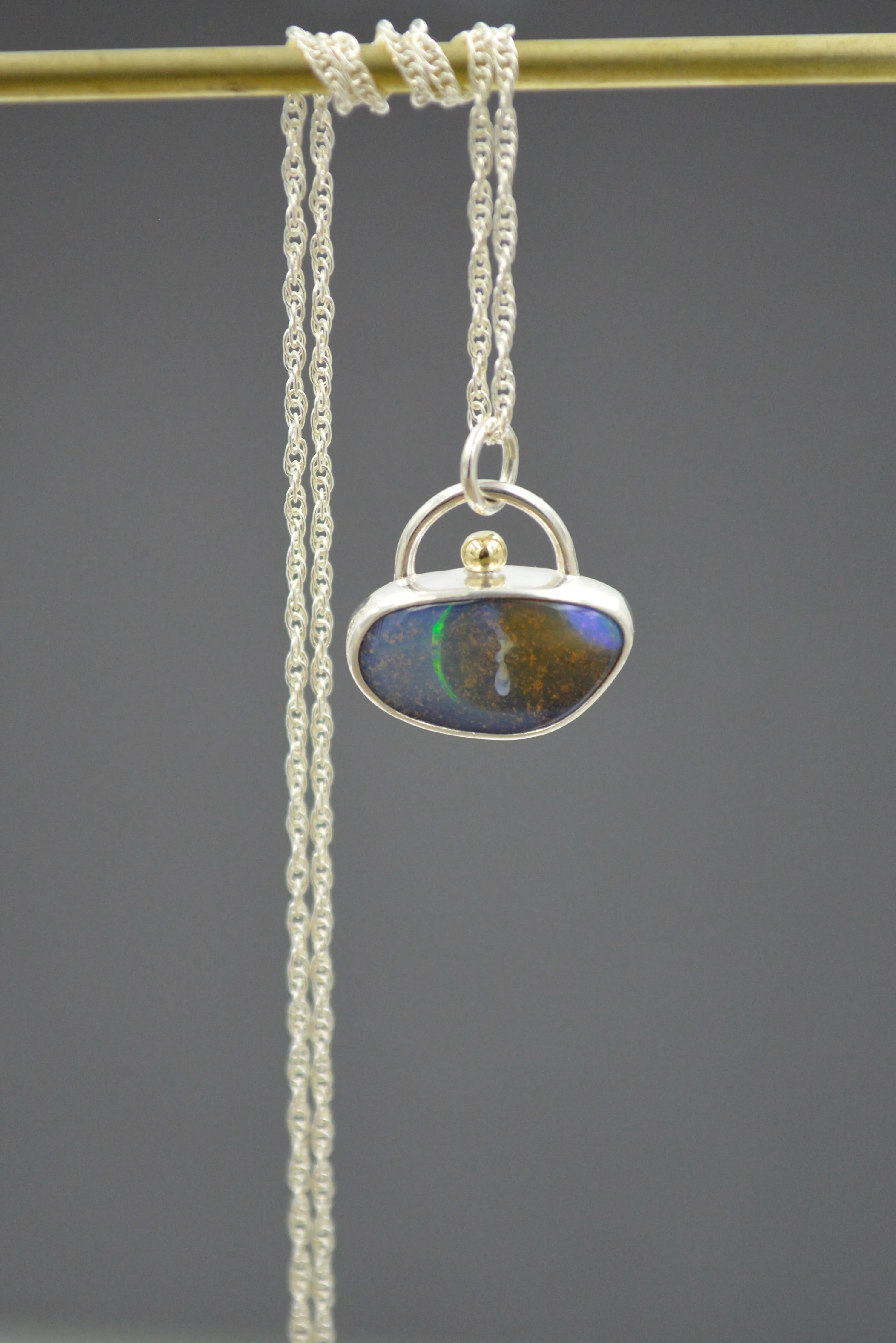 Silver and Gold Opal Island Pendant OOAK