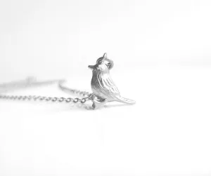 Silver Bird Necklace, tiny bird charm, chick necklace, little bird pendant baby bird necklace simple delicate chain small chickadee necklace