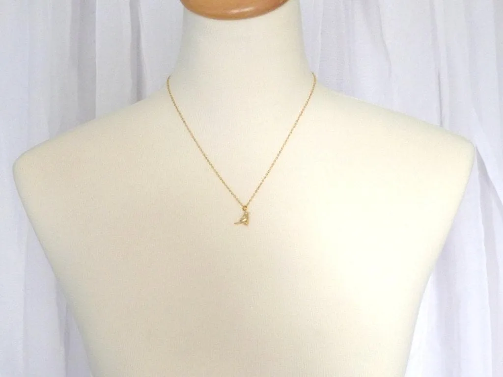 Silver Bird Necklace, tiny bird charm, chick necklace, little bird pendant baby bird necklace simple delicate chain small chickadee necklace