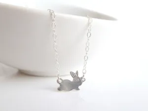 Silver Bunny Necklace, .925 sterling silver chain, baby bunny pendant, little bunny necklace, Easter gift, small silver rabbit necklace