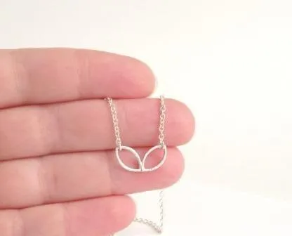 Silver Lotus Necklace, small leaves necklace, petal necklace, blossom pendant, symbollic necklace, simple little necklace, delicate, Earthy
