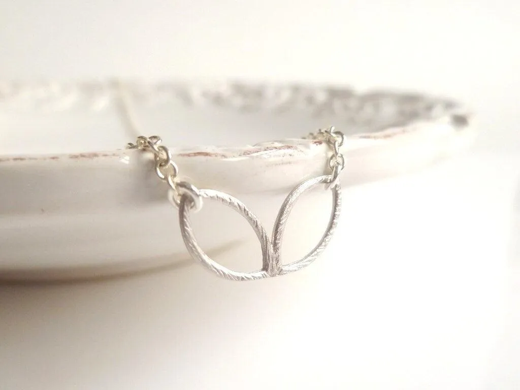Silver Lotus Necklace, small leaves necklace, petal necklace, blossom pendant, symbollic necklace, simple little necklace, delicate, Earthy