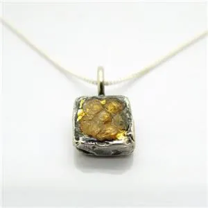 Silver Raw Diamond Pendant 24k Yellow Gold Sterling  Hadar Designer (ASy