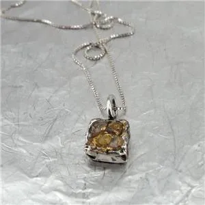 Silver Raw Diamond Pendant 24k Yellow Gold Sterling  Hadar Designer (ASy