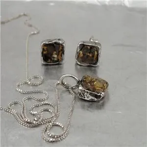 Silver Raw Diamond Pendant 24k Yellow Gold Sterling  Hadar Designer (ASy