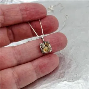 Silver Raw Diamond Pendant 24k Yellow Gold Sterling  Hadar Designer (ASy