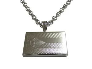 Silver Toned Etched Comoros Flag Pendant Necklace