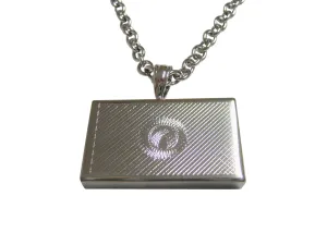 Silver Toned Etched Kyrgyzstan Flag Pendant Necklace