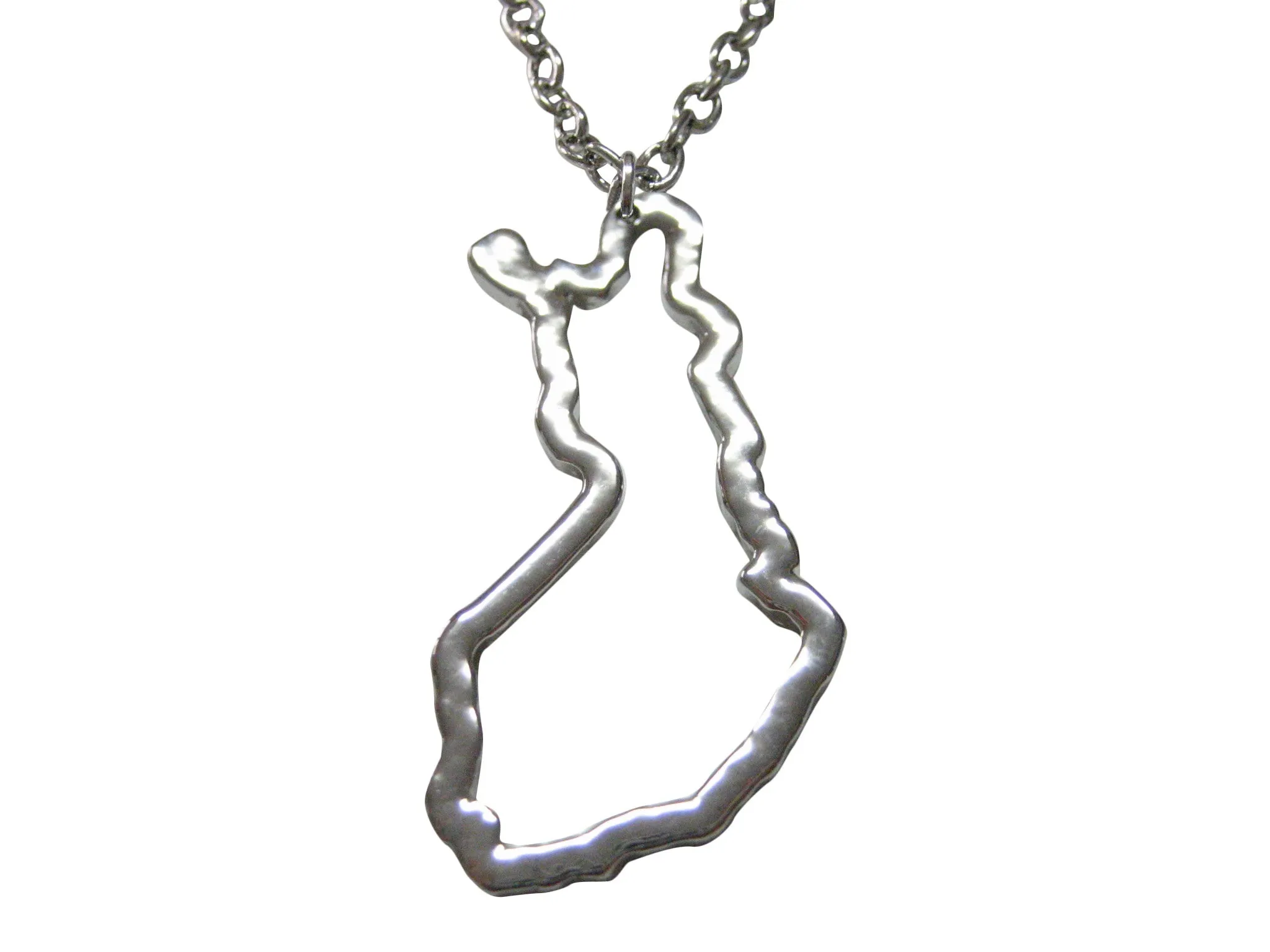 Silver Toned Finland Map Outline Pendant Necklace
