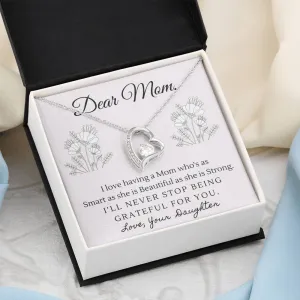 Smart, Beautiful and Strong-Sentimental Heart Necklace for Mom