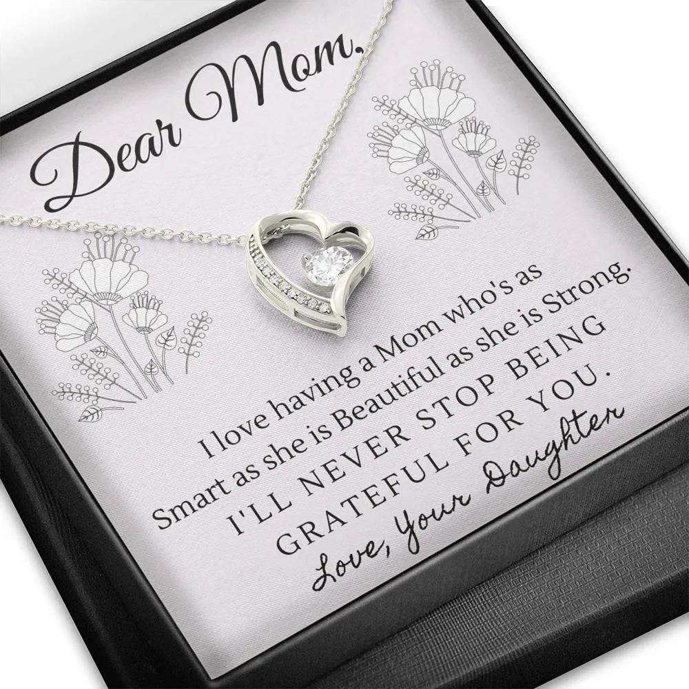 Smart, Beautiful and Strong-Sentimental Heart Necklace for Mom