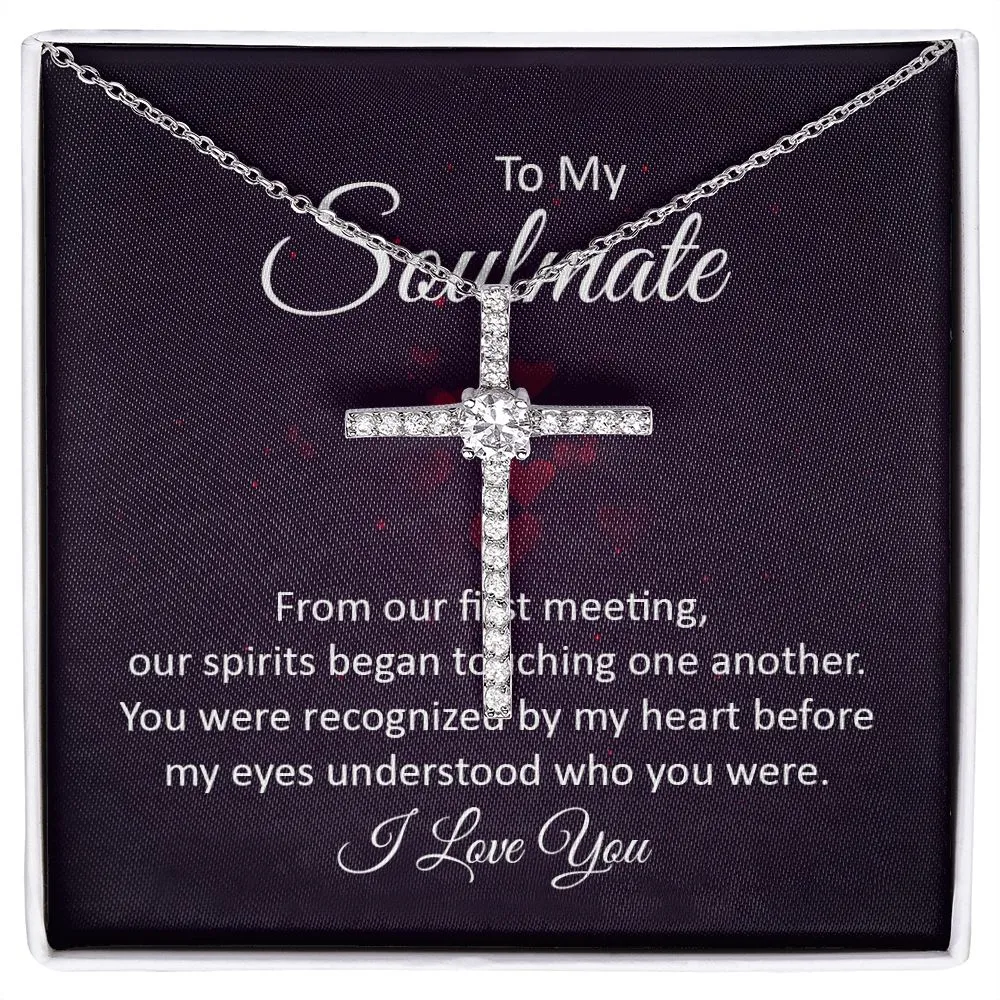 Soulmate Crystal Cross Necklace-Our first meeting