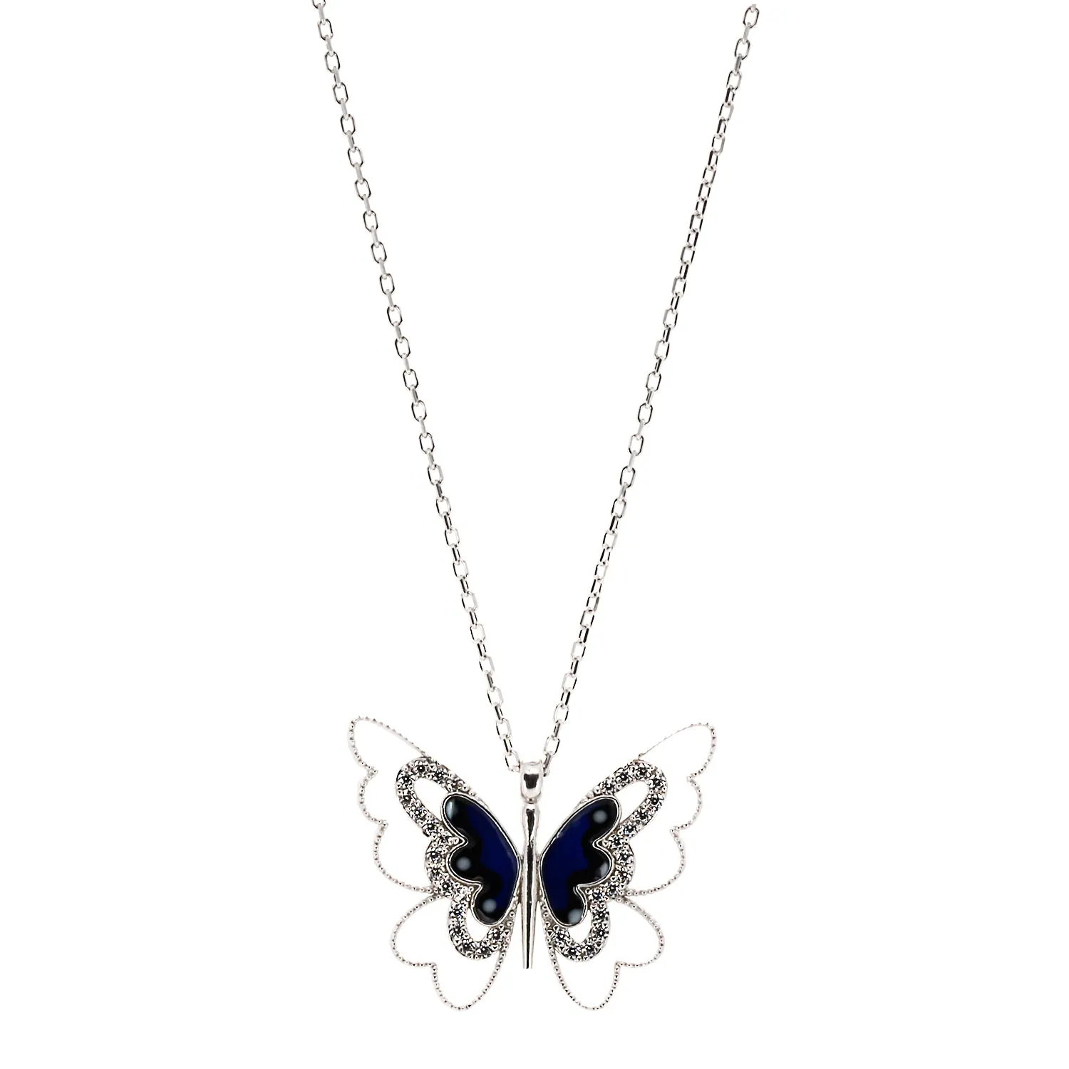 Spiritual Transformation Blue Butterfly Necklace