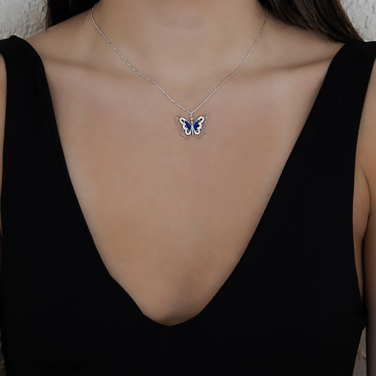 Spiritual Transformation Blue Butterfly Necklace