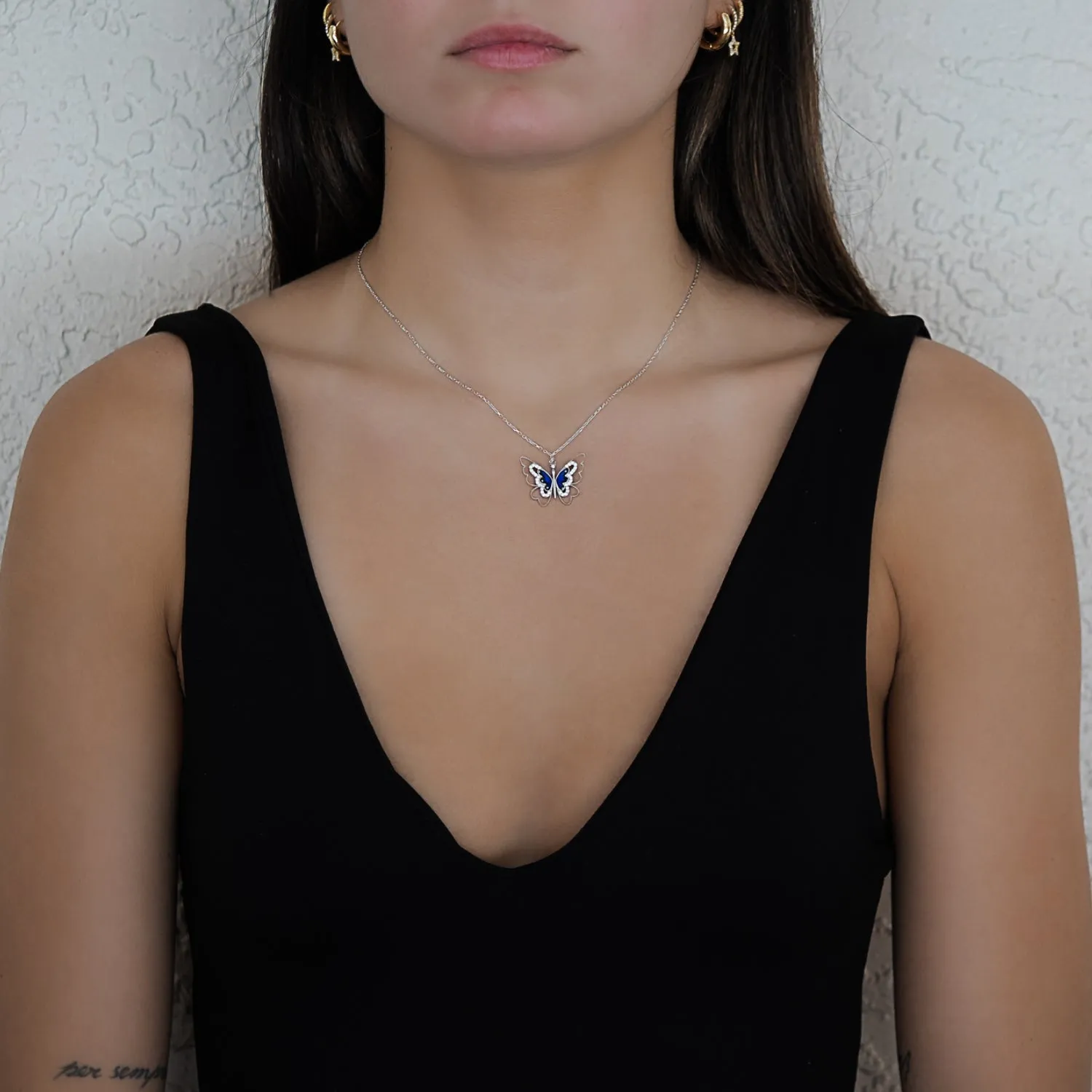 Spiritual Transformation Blue Butterfly Necklace