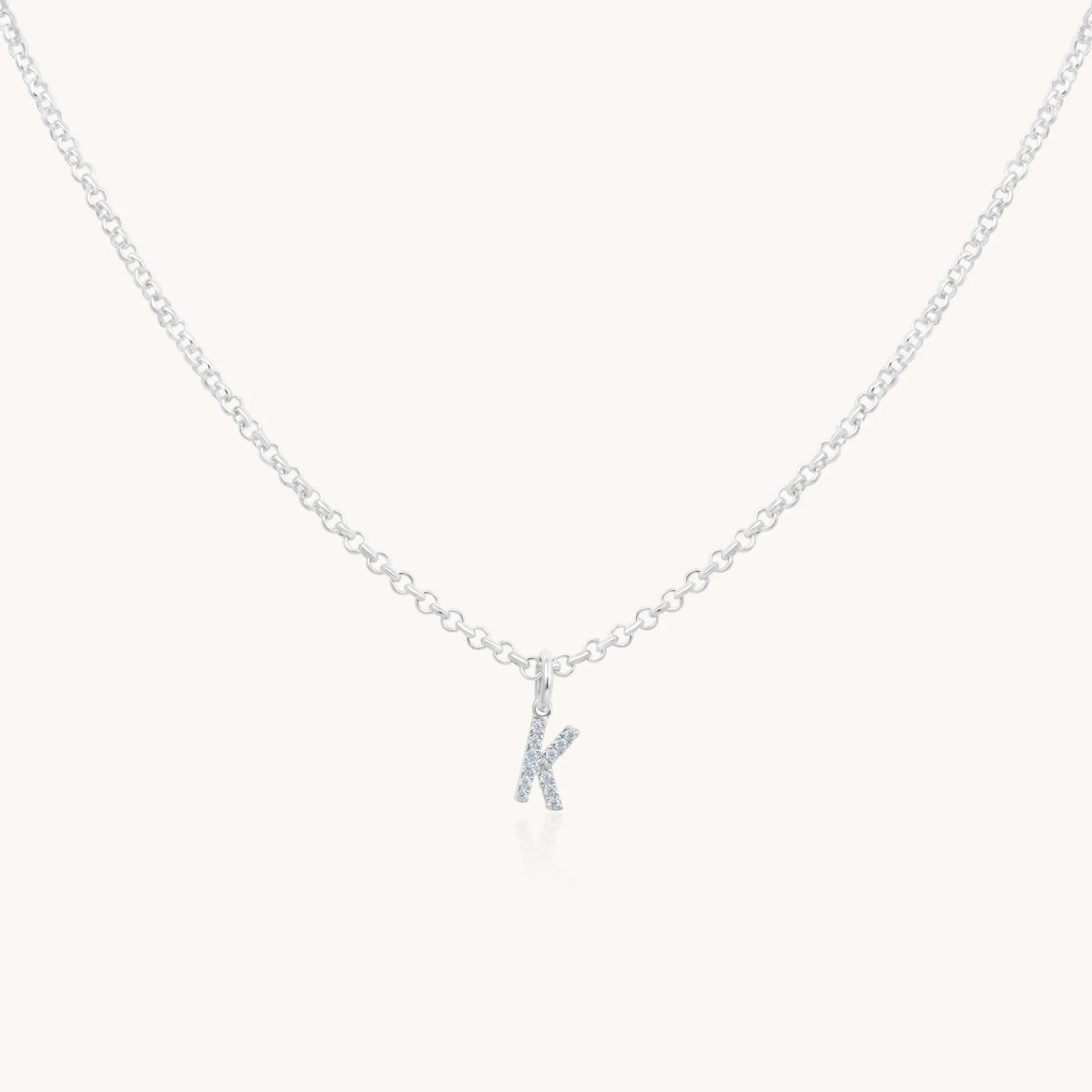 Sterling Silver Mini Crystal Initial Necklace