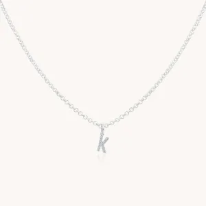Sterling Silver Mini Crystal Initial Necklace