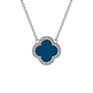 Sterling Silver Natural Blue Agate Clover Pendant