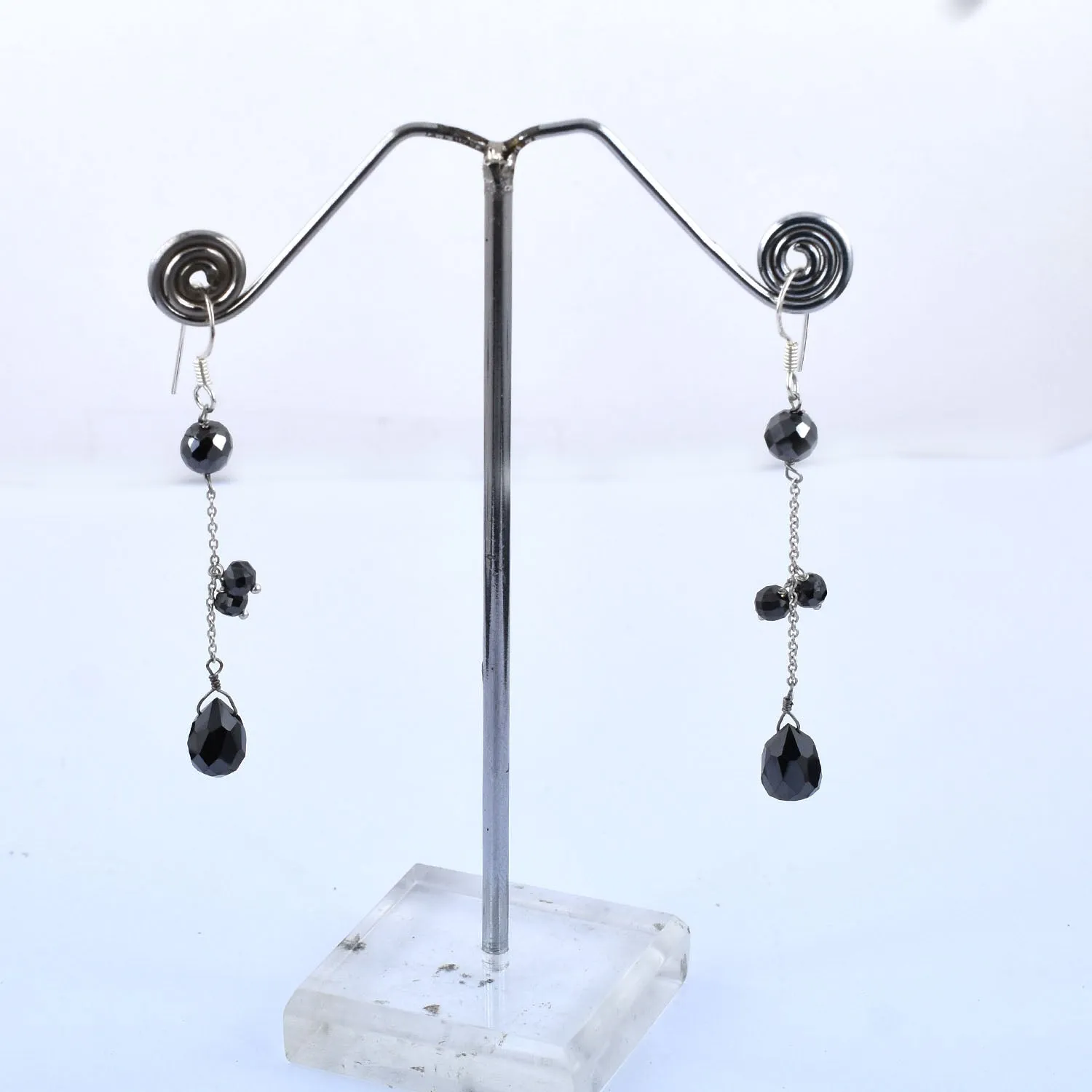Stunning Black Diamond Dangler Silver Earrings, Bridesmaid Gift, Birthday Gift, Gift for Daughter