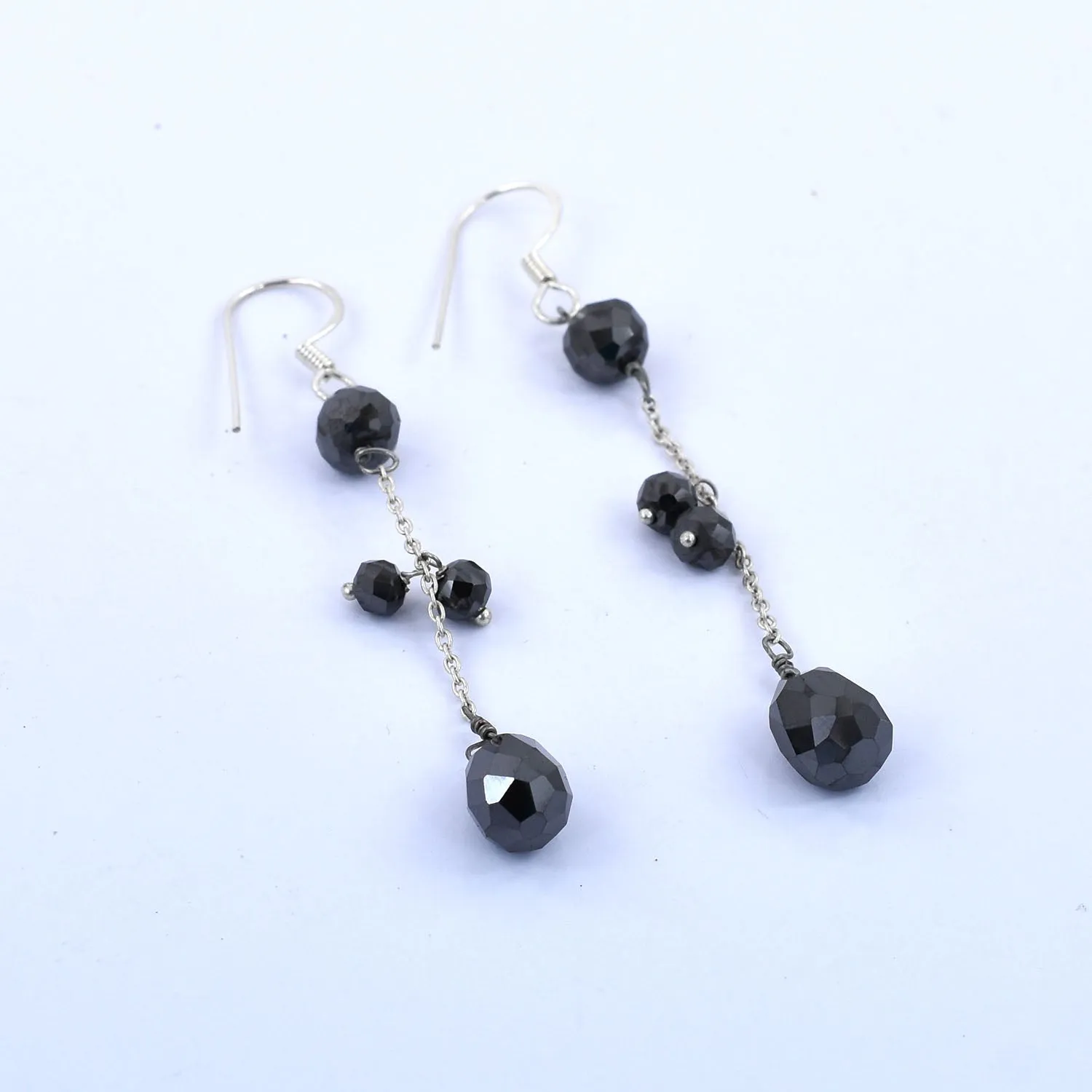 Stunning Black Diamond Dangler Silver Earrings, Bridesmaid Gift, Birthday Gift, Gift for Daughter