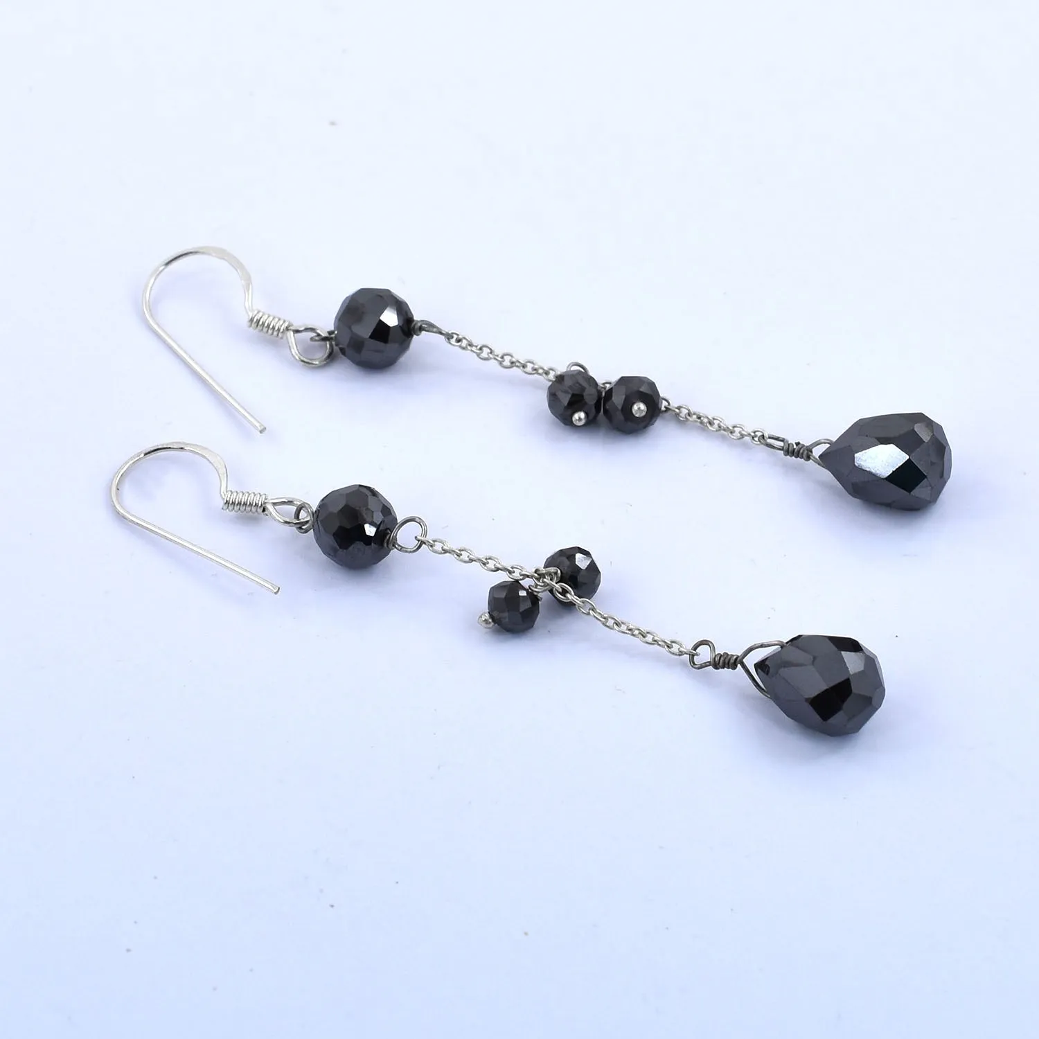 Stunning Black Diamond Dangler Silver Earrings, Bridesmaid Gift, Birthday Gift, Gift for Daughter
