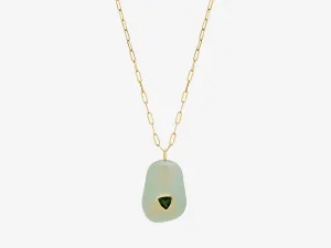 Sweet Tart Aqua Onyx Necklace with Trillion Inset