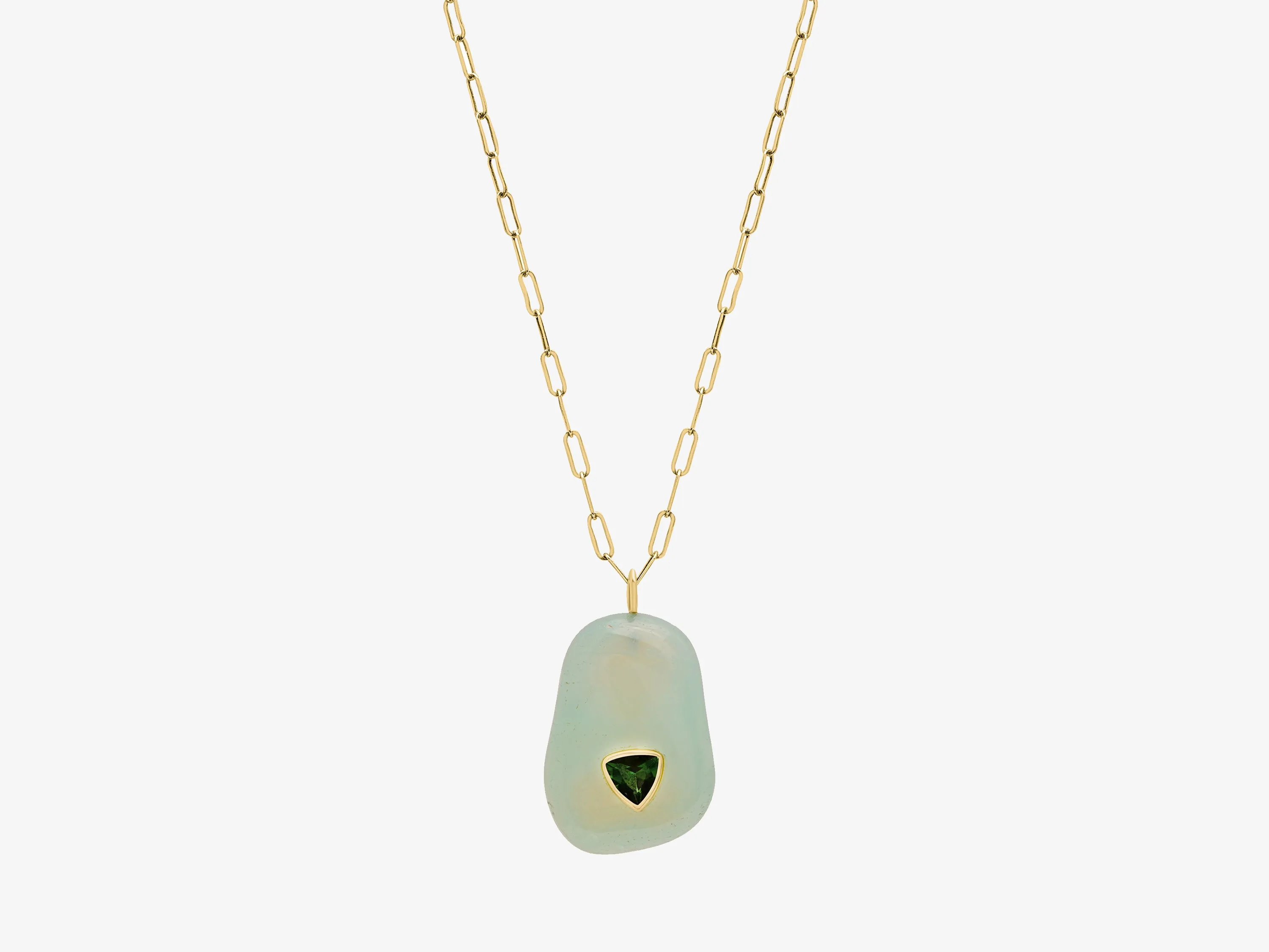 Sweet Tart Aqua Onyx Necklace with Trillion Inset