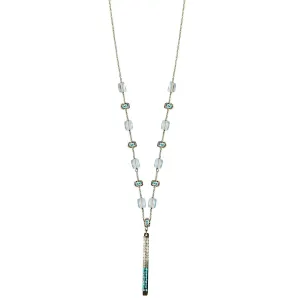 Tabs Necklace 5021 with Moonstone Turquoise Australian Opal and Natural Zircon by Michelle Pressler Jewelry