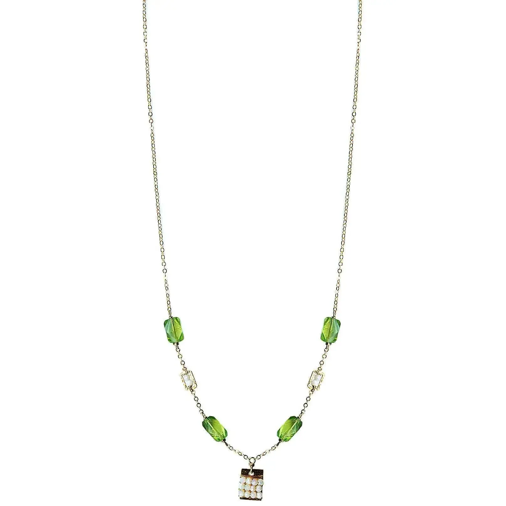 Tabs Necklace 5022 with Peridot and Australian Opal by Michelle Pressler Jewelry