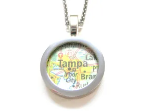 Tampa Florida Map Pendant Necklace