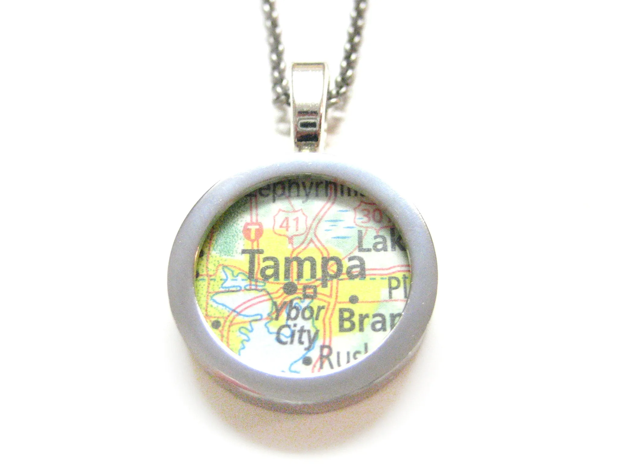 Tampa Florida Map Pendant Necklace