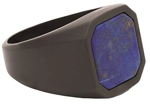 Tateossian Ceramic Signet Ring with Lapis, Blue