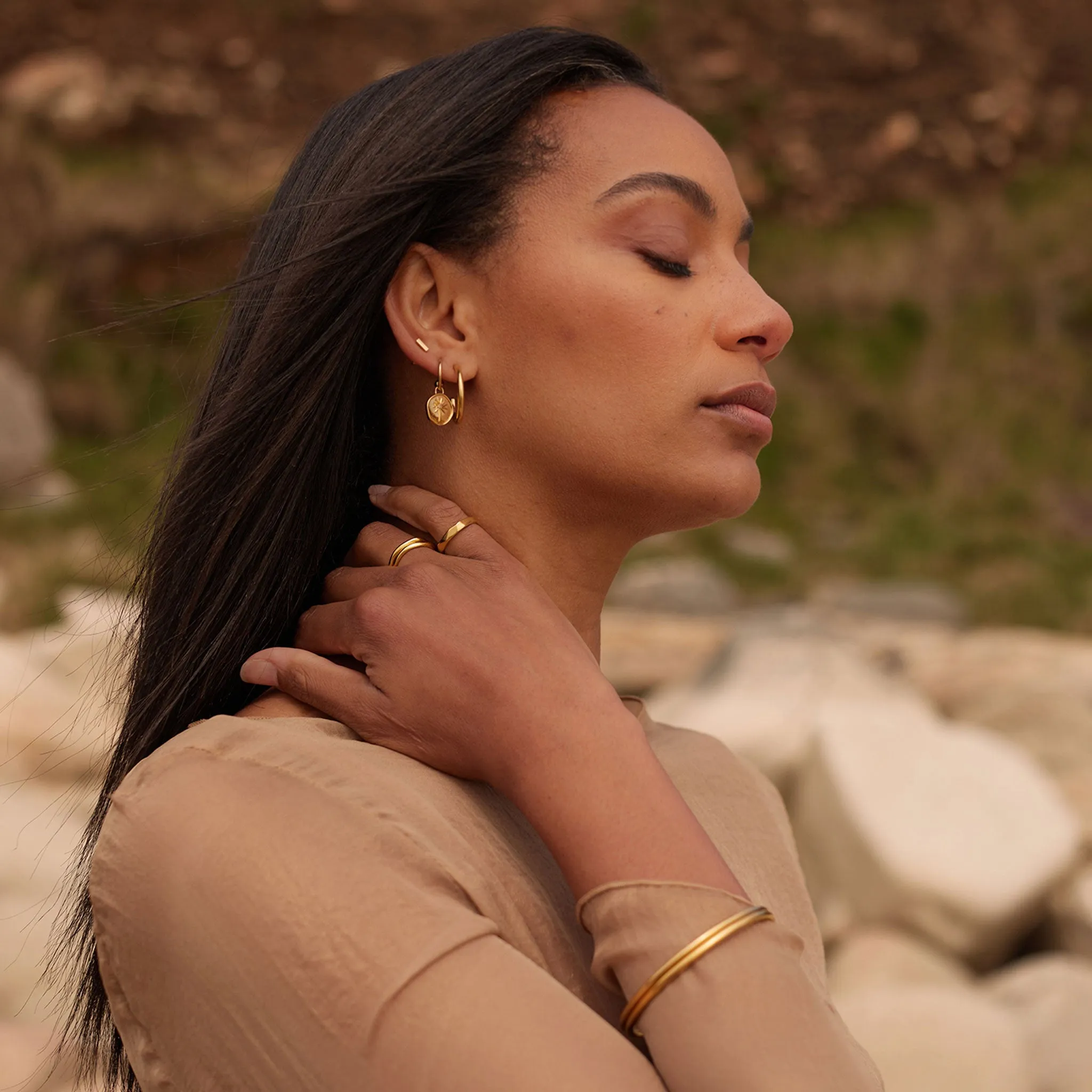 Terra Drop Hoop Earrings