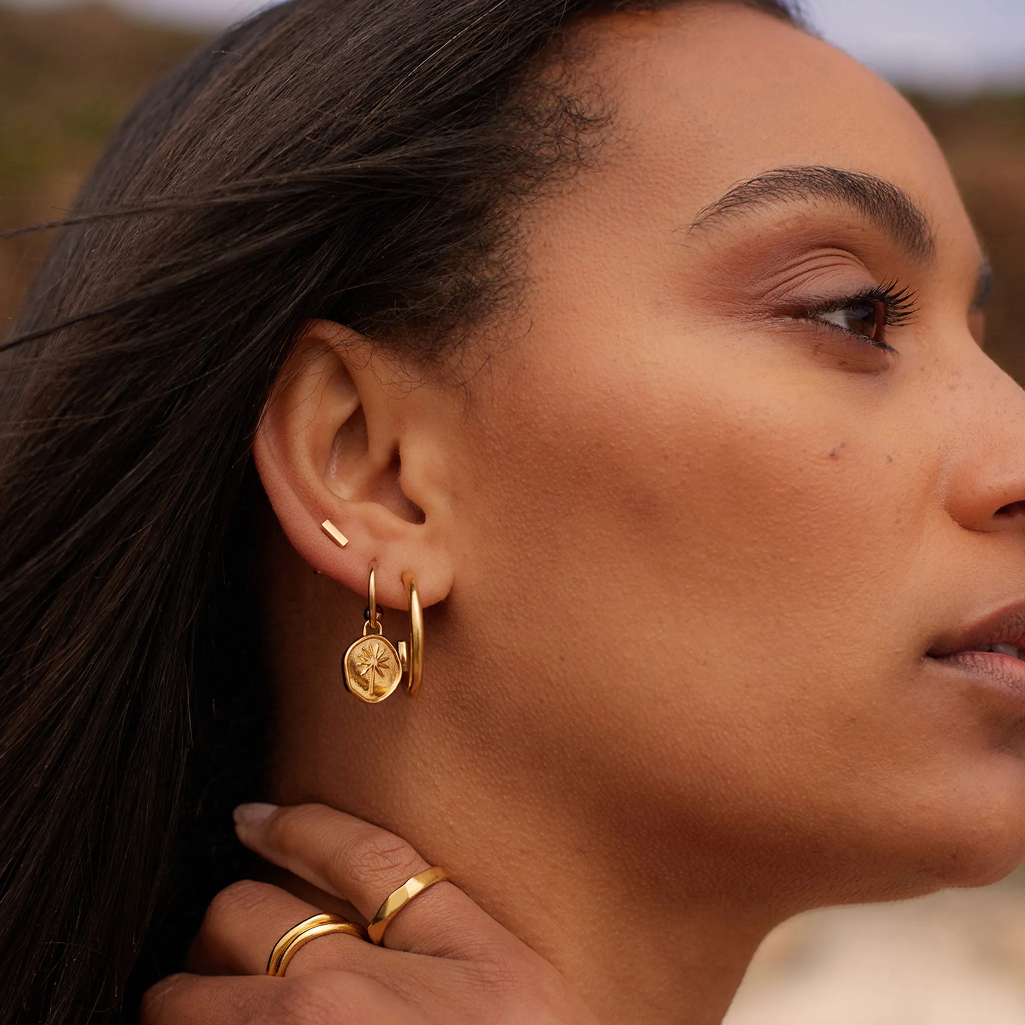Terra Drop Hoop Earrings