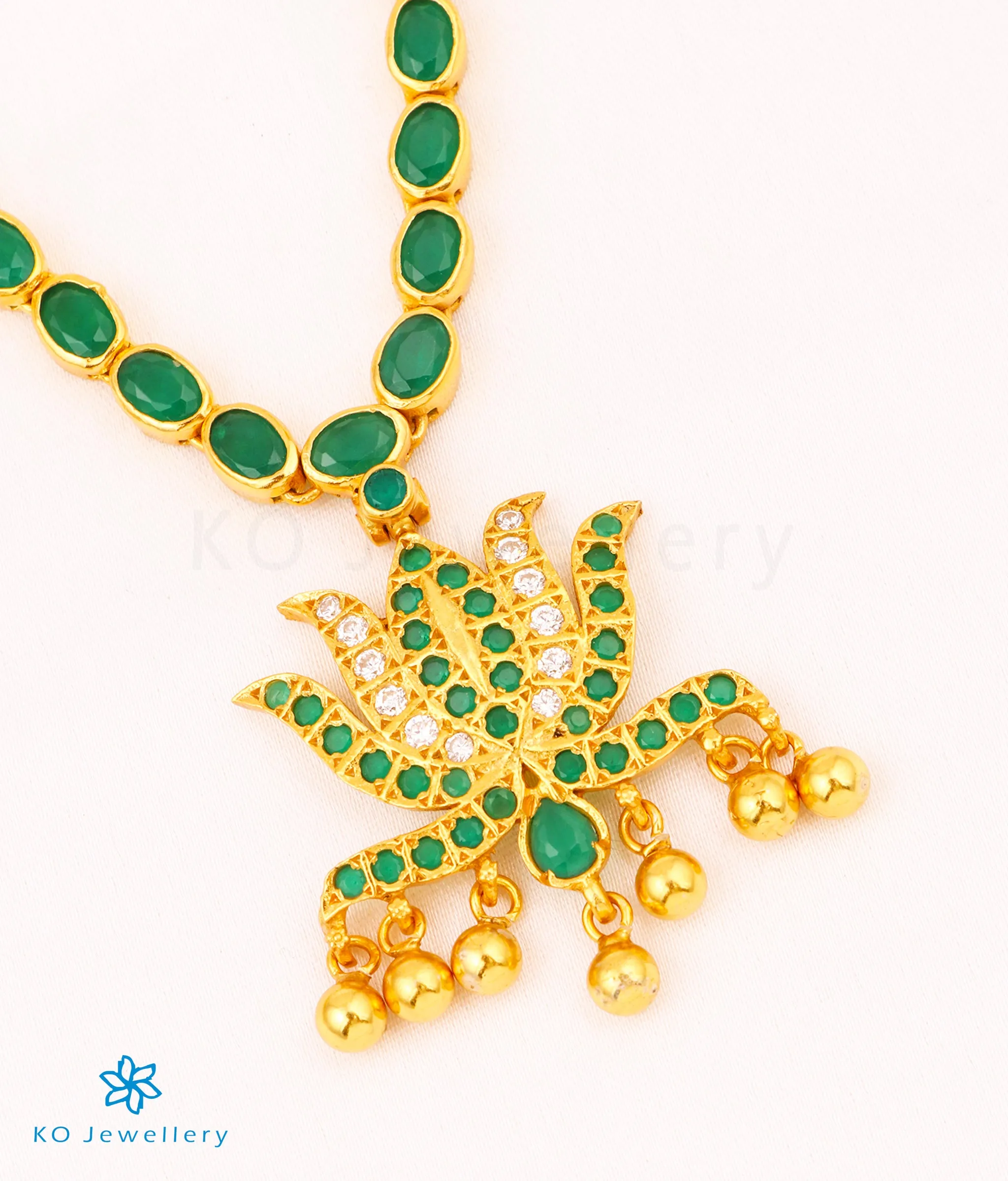 The Abja Silver Kempu Necklace (Green)