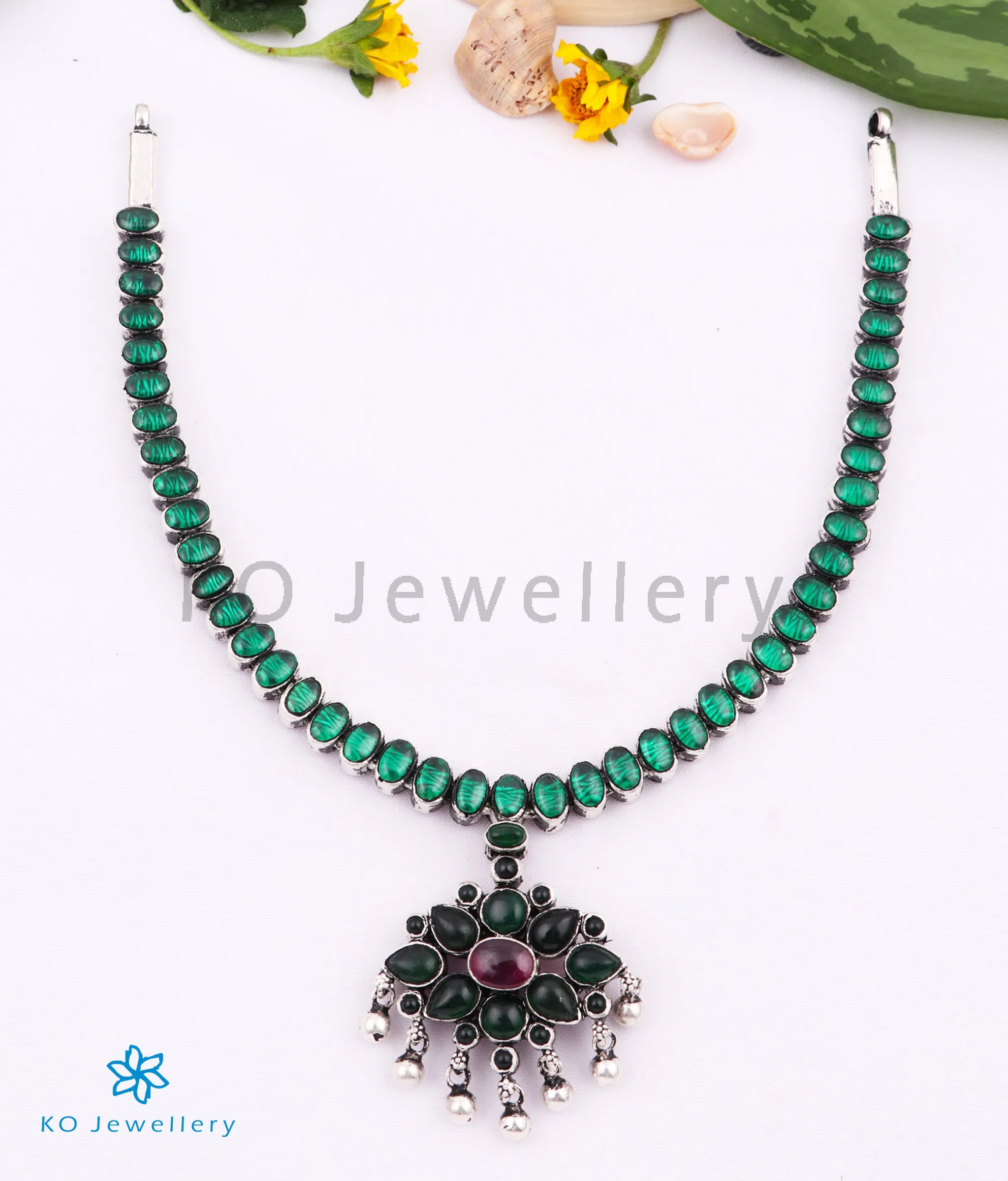 The Dwija Silver Reversible Addige Necklace (Oxidised)
