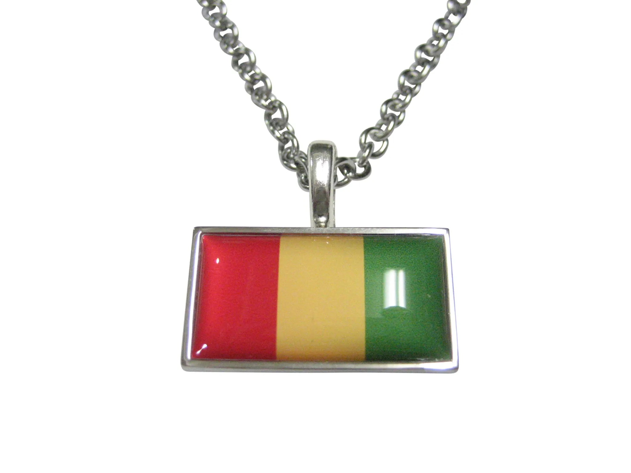 Thin Bordered Republic of Guinea Flag Pendant Necklace