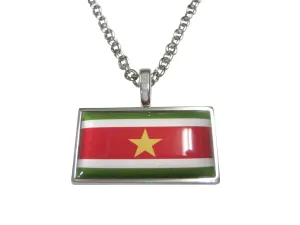 Thin Bordered Republic of Suriname Flag Pendant Necklace