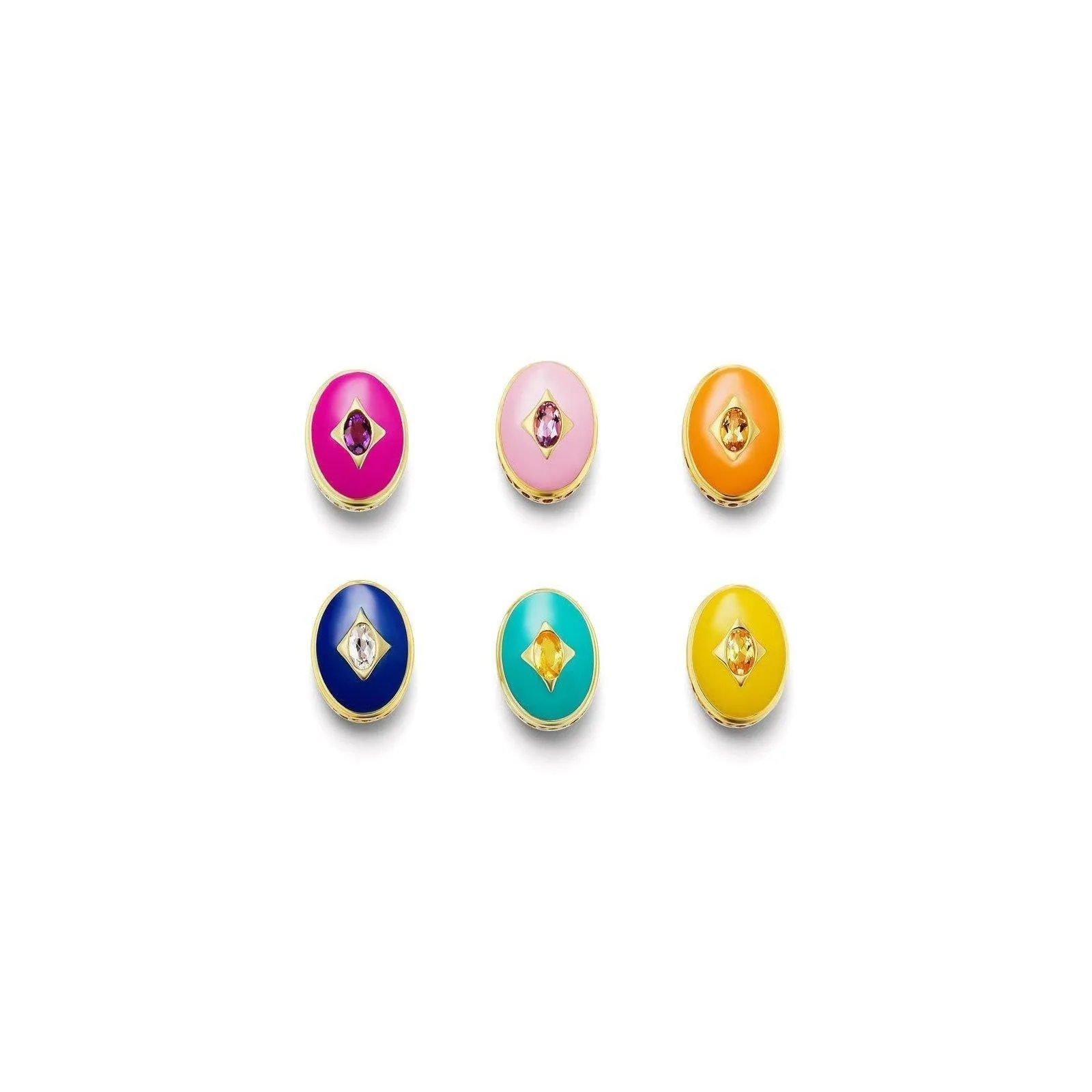 Threadable Enamel & Stone Pendant in Yellow