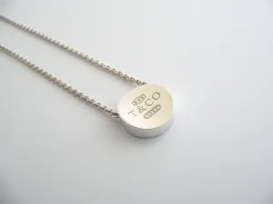 Tiffany & Co 1837 Necklace Circle Concave Pendant Charm 17 In Chain Silver Gift