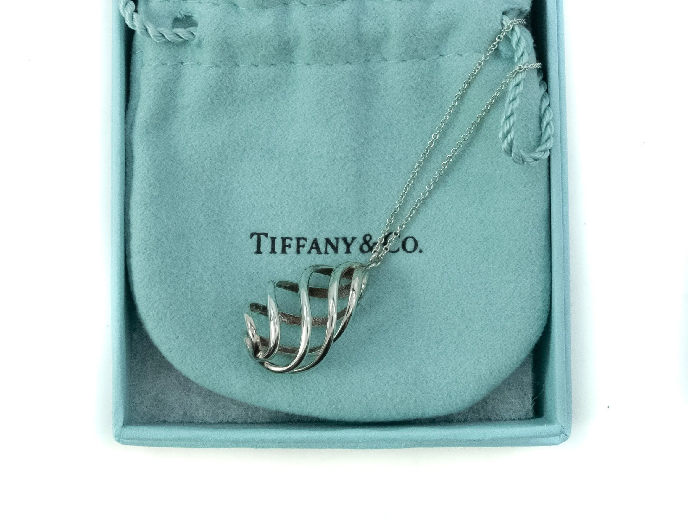 Tiffany & Co Venezia Luce Spiral Sterling Silver Pendant Necklace - 16"
