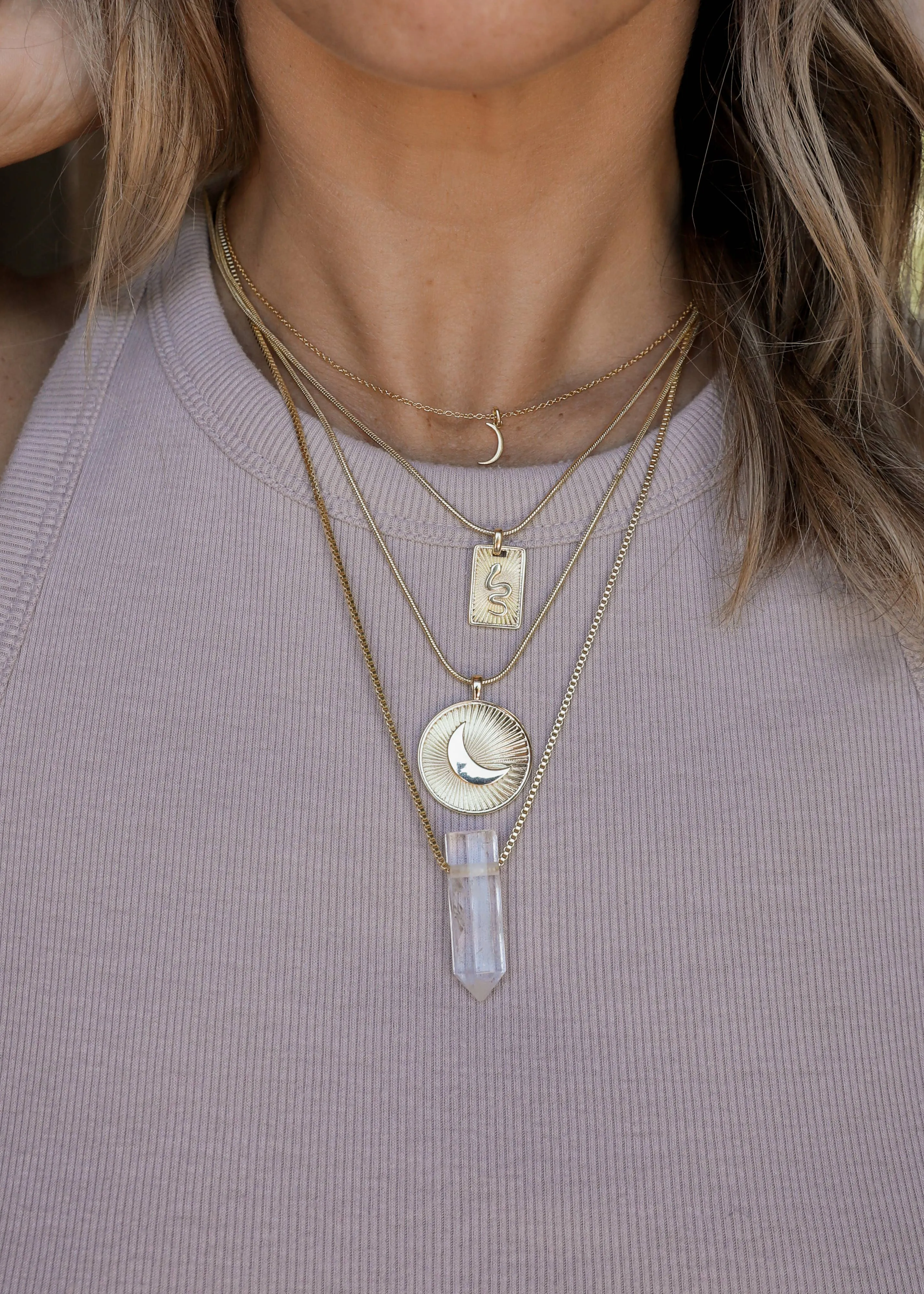 Tiny Crescent Moon Necklace by JaxKelly | Gold