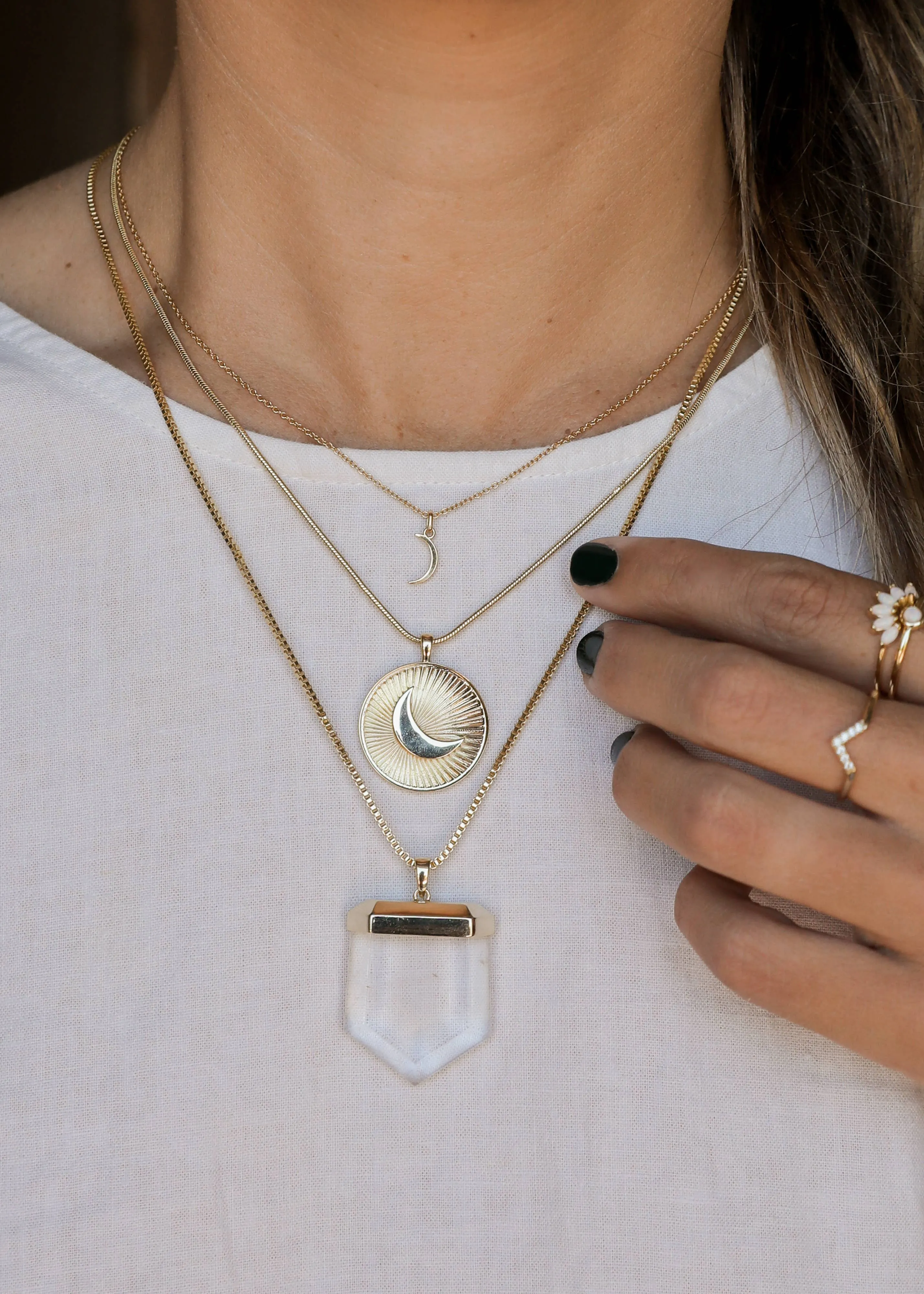 Tiny Crescent Moon Necklace by JaxKelly | Gold